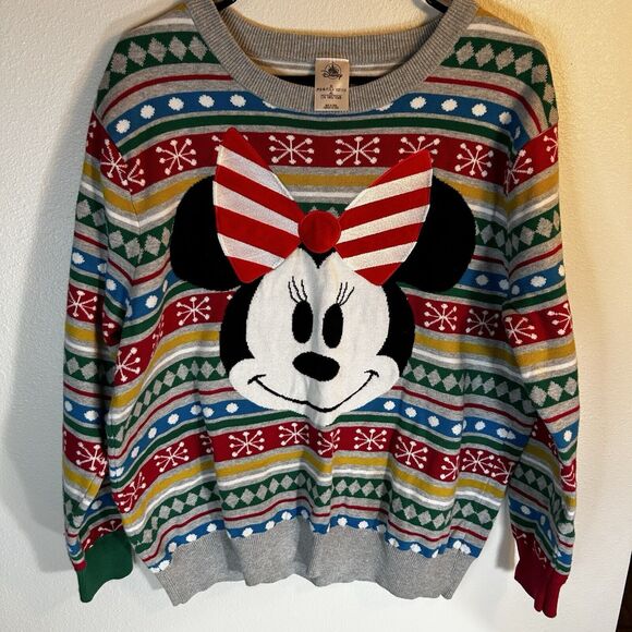 Disney Minnie Mouse Christmas Holiday Sweater Women XL Colorful 2008 Mickey - Picture 5 of 7